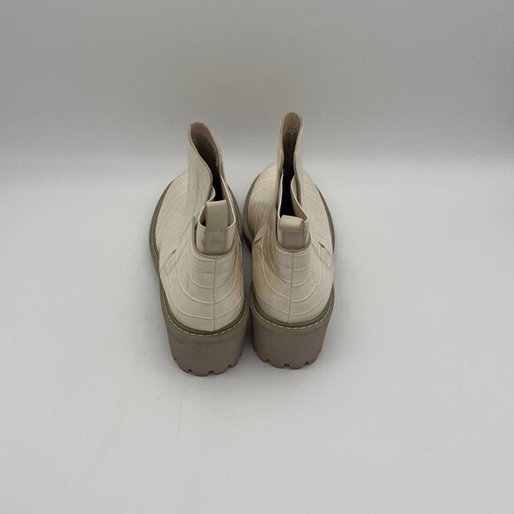 Womens Size 10 Cream Croc-Embossed Pull-On Ankle Boots With Wedge Sole - Picture 2 of 6